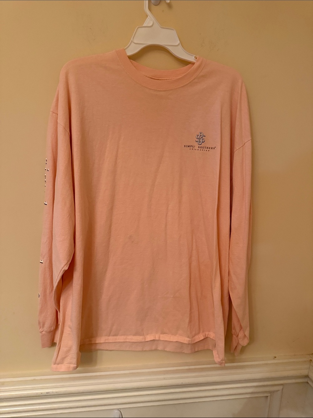 Simply Southern Long Sleeve Tee Peach Pink 2XL XX-Large
